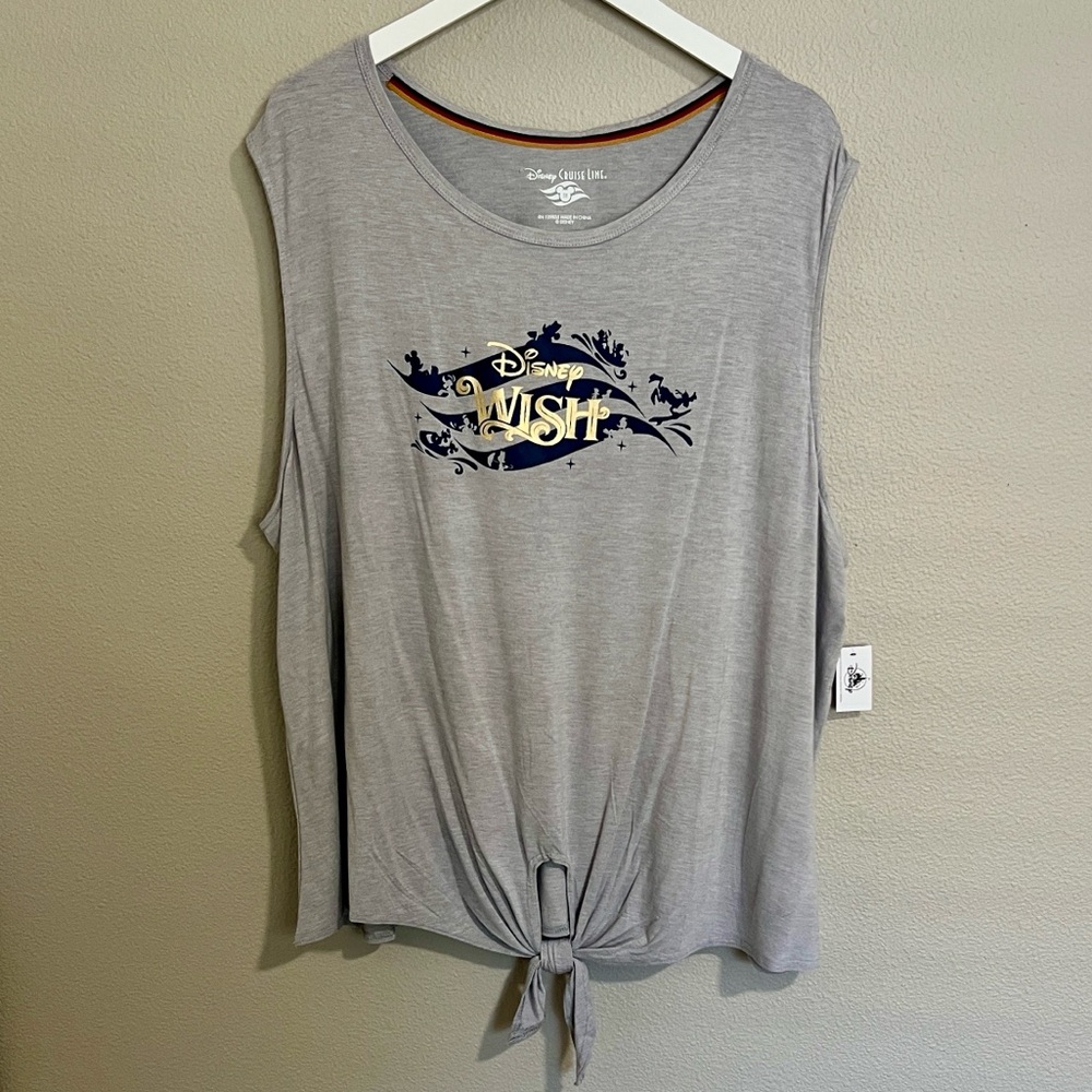 NWT Disney Cruise Line Wish Gray Tie-Front Tank Top